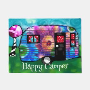 Vintage Abstract Camp Trailer Floral Personalised Doormat
