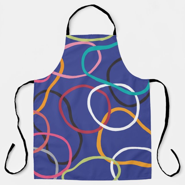 Vintage Abstract Circles Bands Pattern Apron (Front)