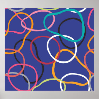 Vintage Abstract Circles Bands Pattern Poster