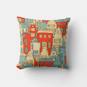 vintage abstract city seamless pattern. cushion