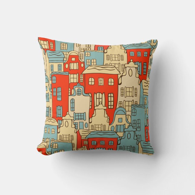 vintage abstract city seamless pattern. cushion (Front)