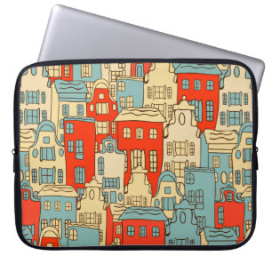 vintage abstract city seamless pattern. laptop sleeve
