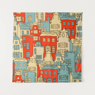 vintage abstract city seamless pattern. tapestry