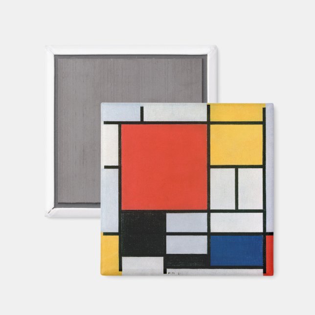 Vintage Abstract Composition by Piet Mondrian Magnet (Front/Back)