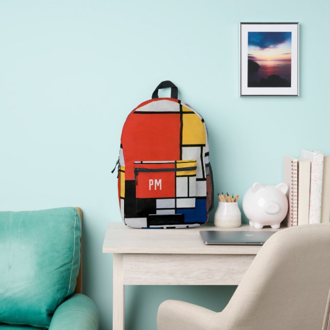 Vintage Abstract Composition by Piet Mondrian Printed Backpack (Insitu)