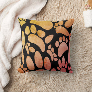 Vintage Abstract Dog Paw Prints Cushion