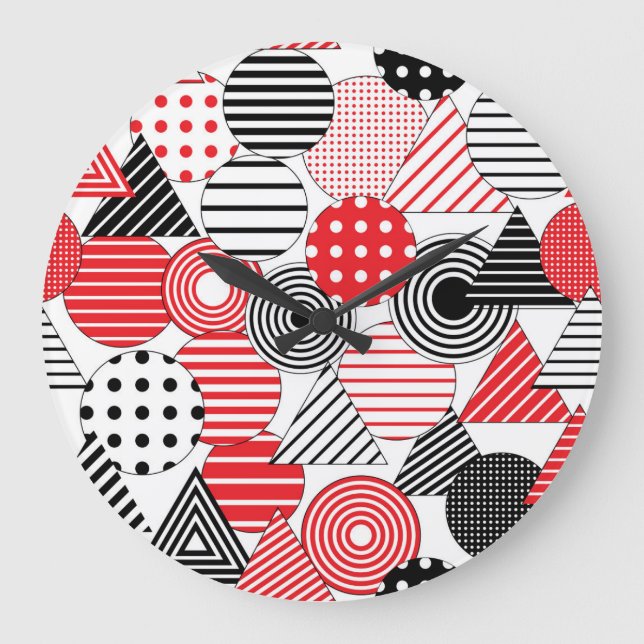 Vintage Abstract: Dots & Stripes Large Clock (Front)