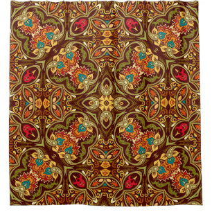 vintage abstract ethnic nature hand drawn ornament shower curtain