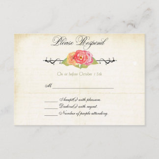 Vintage Abstract Flower RSVP Response Card