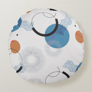 vintage abstract geometric and brush shapes seamle round cushion