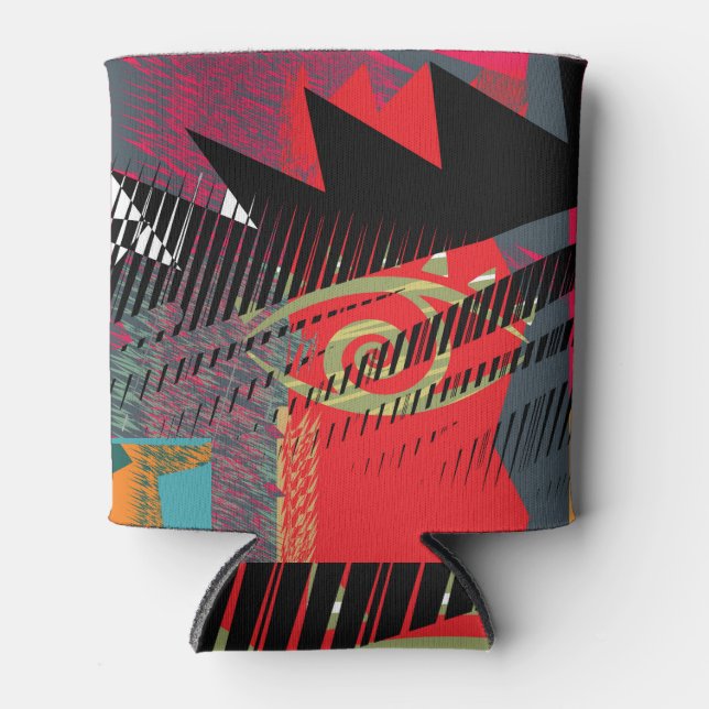 Vintage Abstract Geometric Face Art Can Cooler (Front)