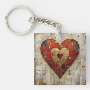 Vintage Abstract Hearts - Acrylic Keychain