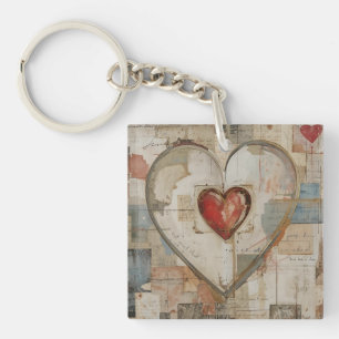 Vintage Abstract Hearts - Acrylic Keychain