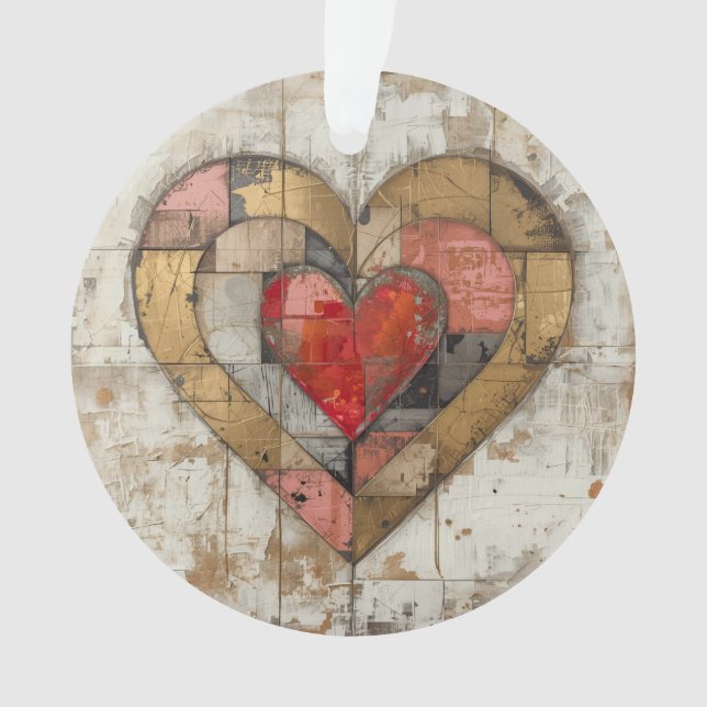Vintage Abstract Hearts - Acrylic Ornament (Front)
