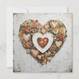 Vintage Abstract Hearts - Flat Holiday Card
