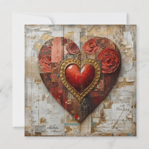 Vintage Abstract Hearts - Flat Holiday Card