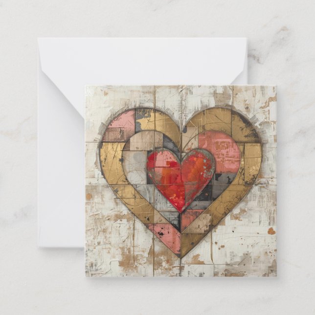 Vintage Abstract Hearts - Flat Note Card (Front)