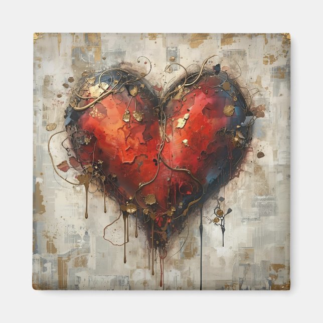 Vintage Abstract Hearts - Magnet  (Front)