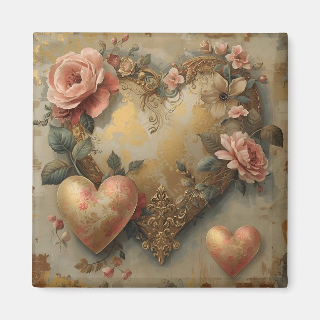 Vintage Abstract Hearts - Magnet  (Front)