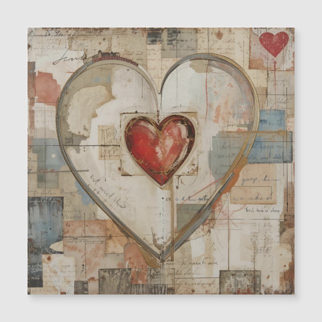 Vintage Abstract Hearts - Magnetic Card  (Front)