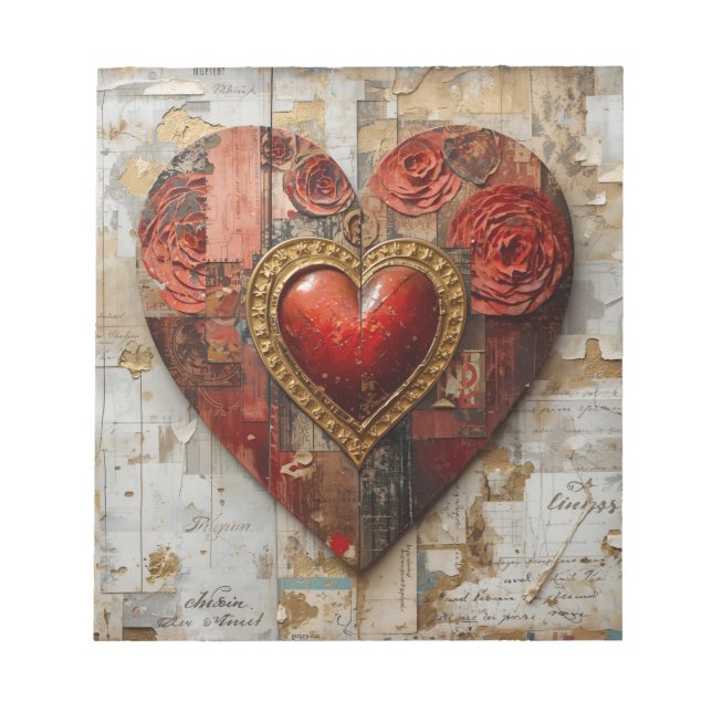 Vintage Abstract Hearts - Note Pad (Front)