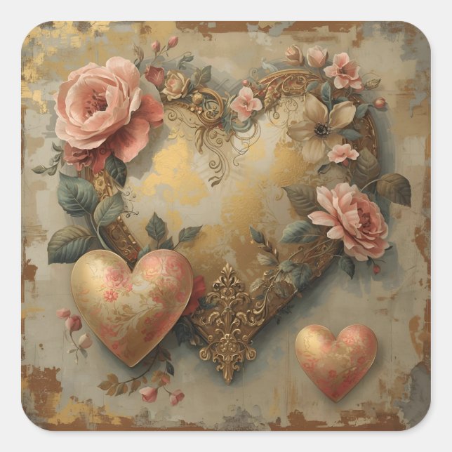 Vintage Abstract Hearts - Stickers (Front)