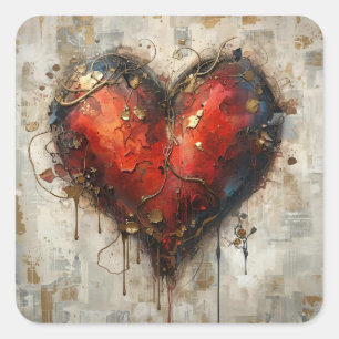 Vintage Abstract Hearts - Stickers 