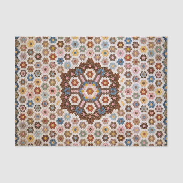 Vintage Abstract Honeycomb Colourful Quilt Pattern Tissue Paper (Front)