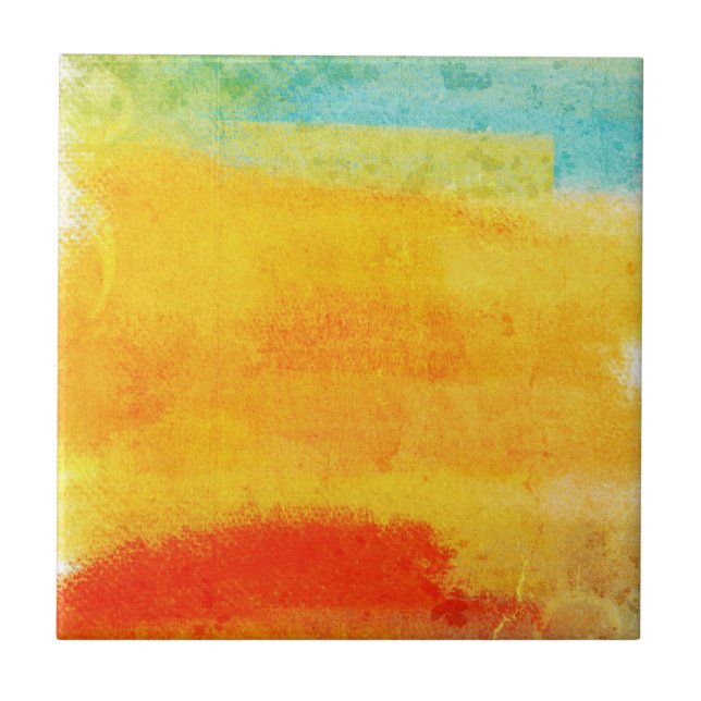 Vintage Abstract Painting Ceramic Tile (Front)