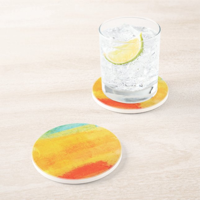 Vintage Abstract Painting Coaster (Side)
