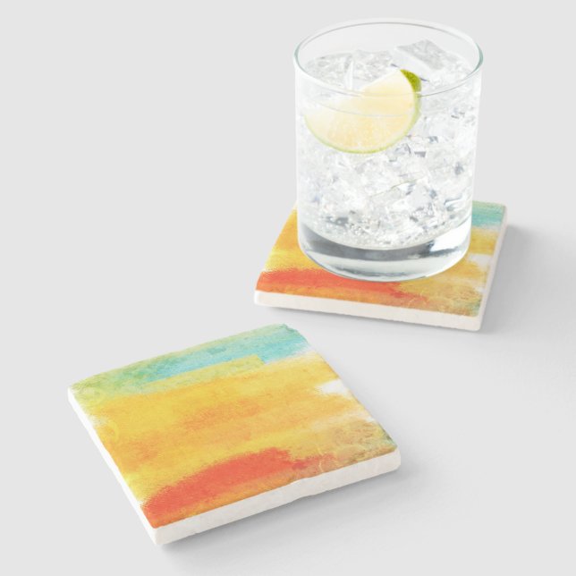 Vintage Abstract Painting Stone Coaster (Side)