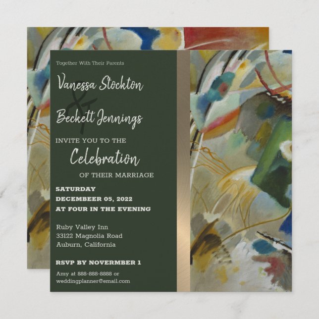 Vintage Abstract Painting Wedding Invitation (Front/Back)