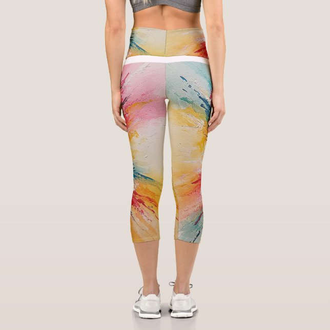 Vintage Abstract Pattern Capri Leggings (Back)