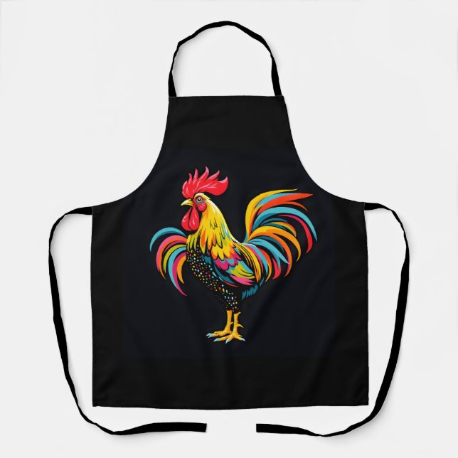 Vintage Abstract Rooster Apron (Front)