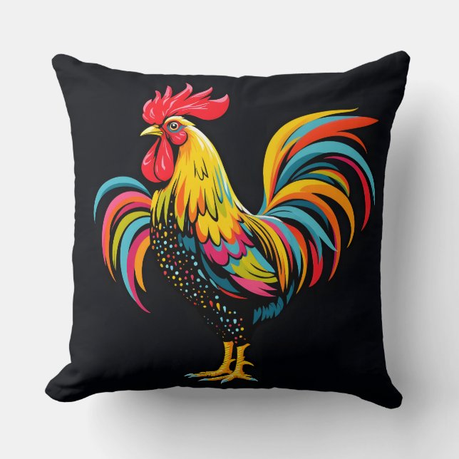 Vintage Abstract Rooster Cushion (Front)