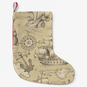 Vintage abstract seamless pattern on the theme of small christmas stocking