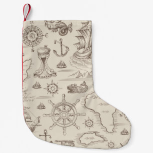 Vintage abstract seamless pattern on the theme of  small christmas stocking