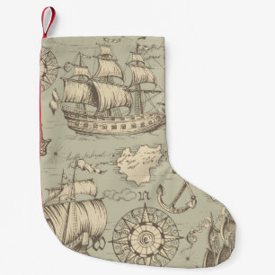 Vintage abstract seamless pattern on the theme of  small christmas stocking