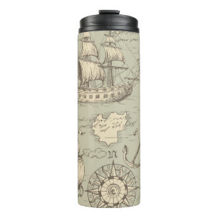 Vintage abstract seamless pattern on the theme of thermal tumbler