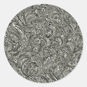 Vintage Abstract Swirl Classic Round Sticker
