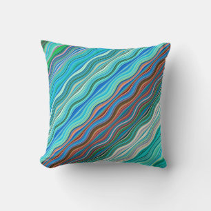 Vintage Abstract Waves Pattern   Throw Pillow