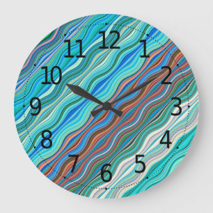 Vintage Abstract Waves Pattern Wall Clock