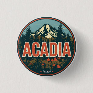Vintage Acadia National park outdoor nature gifts 3 Cm Round Badge