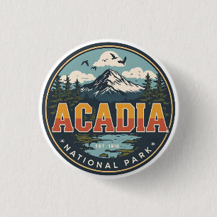 Vintage Acadia National park outdoor nature gifts 3 Cm Round Badge