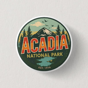 Vintage Acadia National park outdoor nature gifts 3 Cm Round Badge