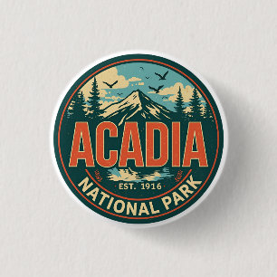 Vintage Acadia National park outdoor nature gifts 3 Cm Round Badge