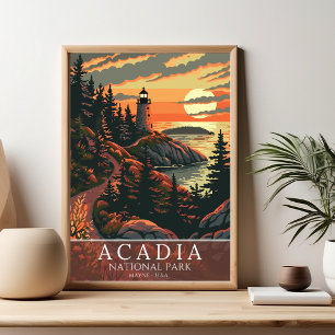 Vintage Acadia National Park – Timeless Landscape  Poster