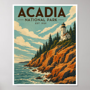 Vintage Acadia National Park Travel Poster