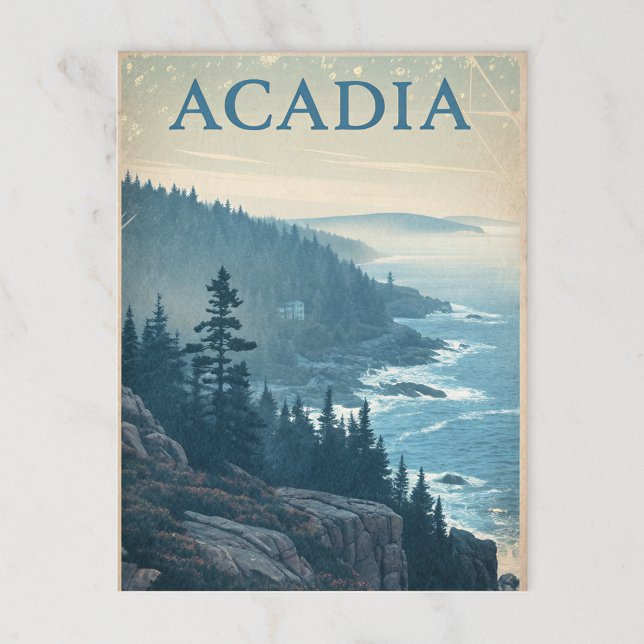 Vintage Acadia: Rocky Coastline View Postcard (Creator Uploaded)