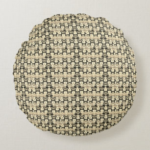 Vintage-Accents-Black-Cream-Elegance-Round Round Cushion